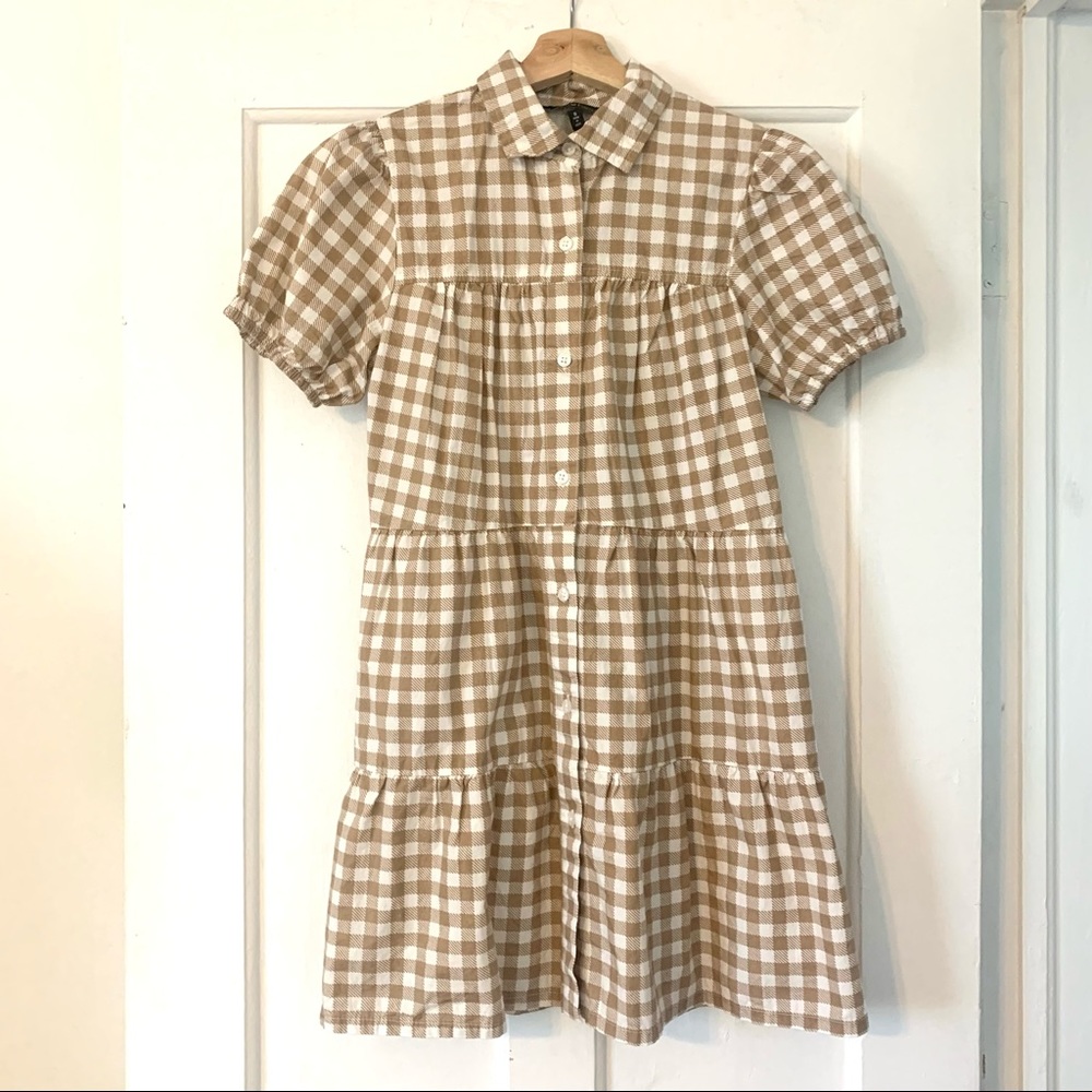 Derek Heart Gingham Button-down Poplin Dress